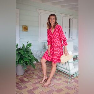 Tuckernuck Pomander Place Hot pink Ikat Kenzo Zigzag Dress Size XS